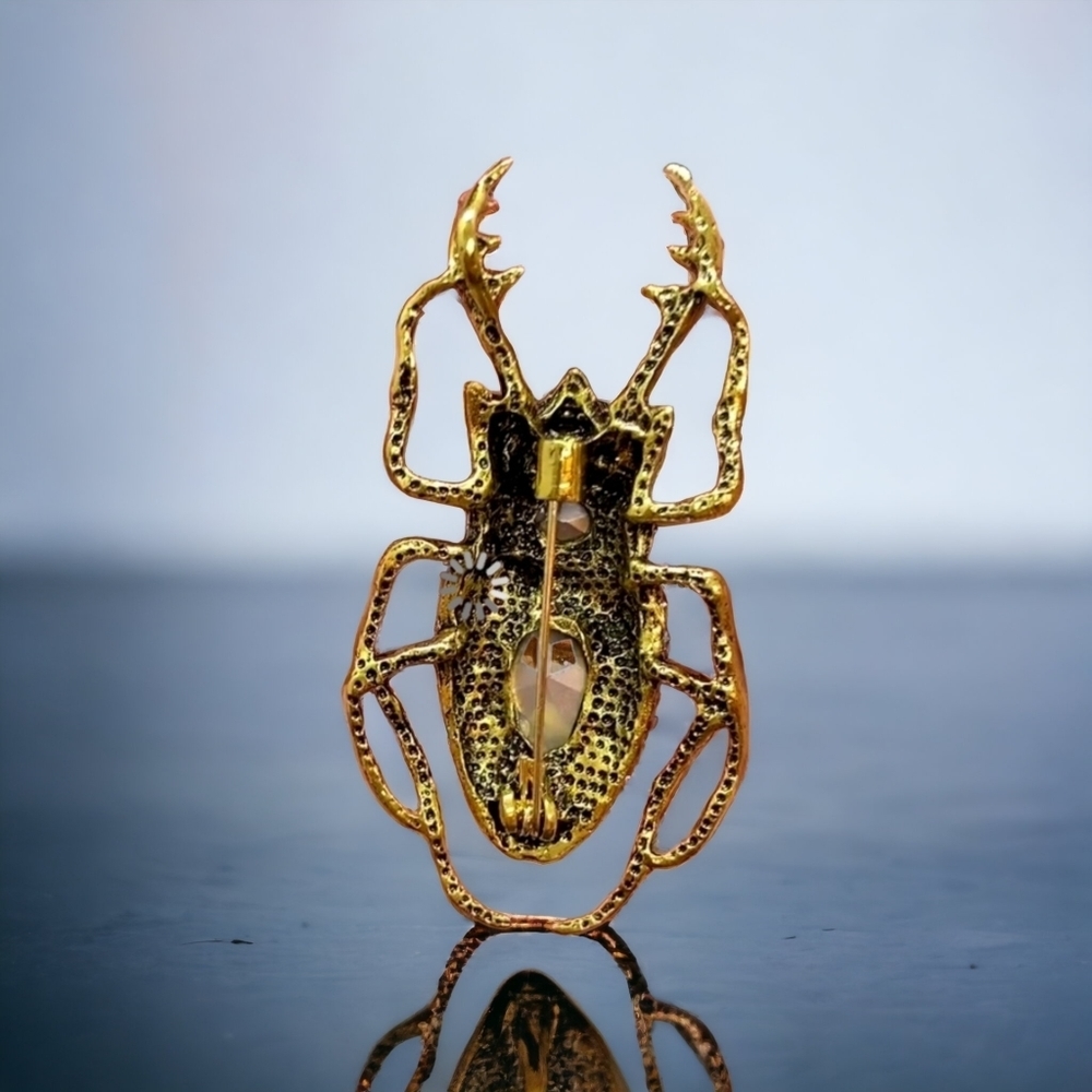 NEW! Blue Crystal/Rhinestone Scarab Beetle brooch - Picture 2 of 3
